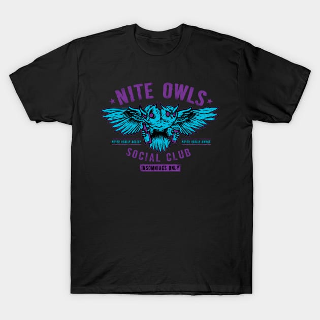 Nite owls Social club T-Shirt by heartattackjack